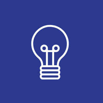 Weiße Glühbirne auf blauem Hintergrund